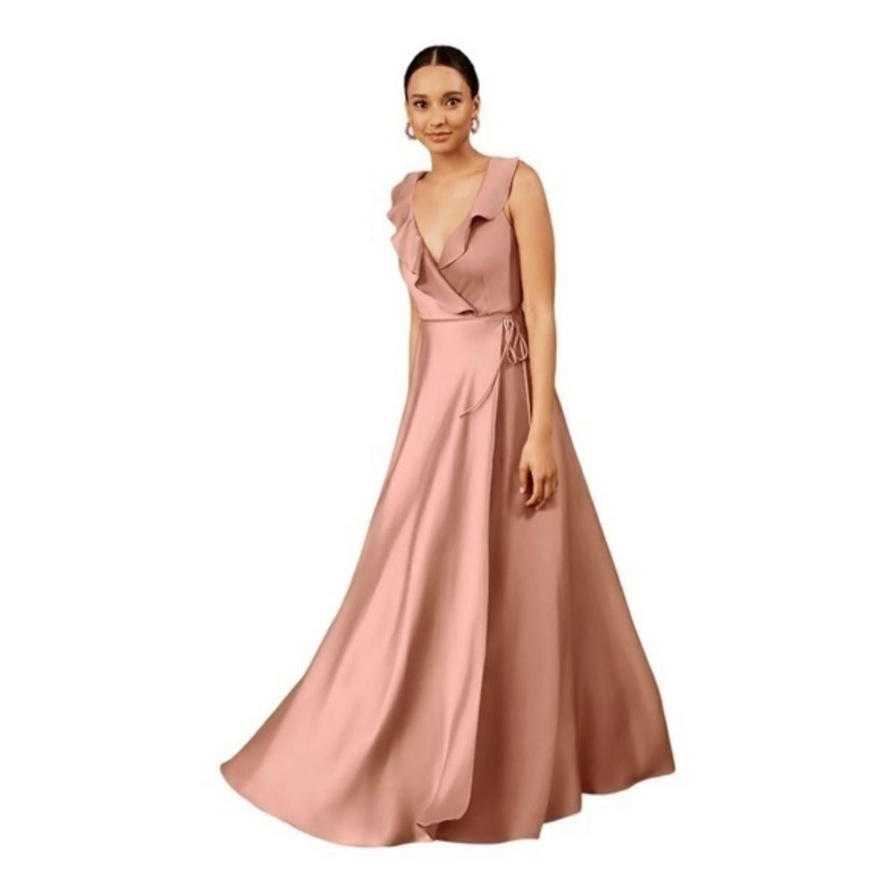 Anthropologie bhldn Tansy Satin Charmeuse Maxi Dress BHLDN size 6 pink NWT